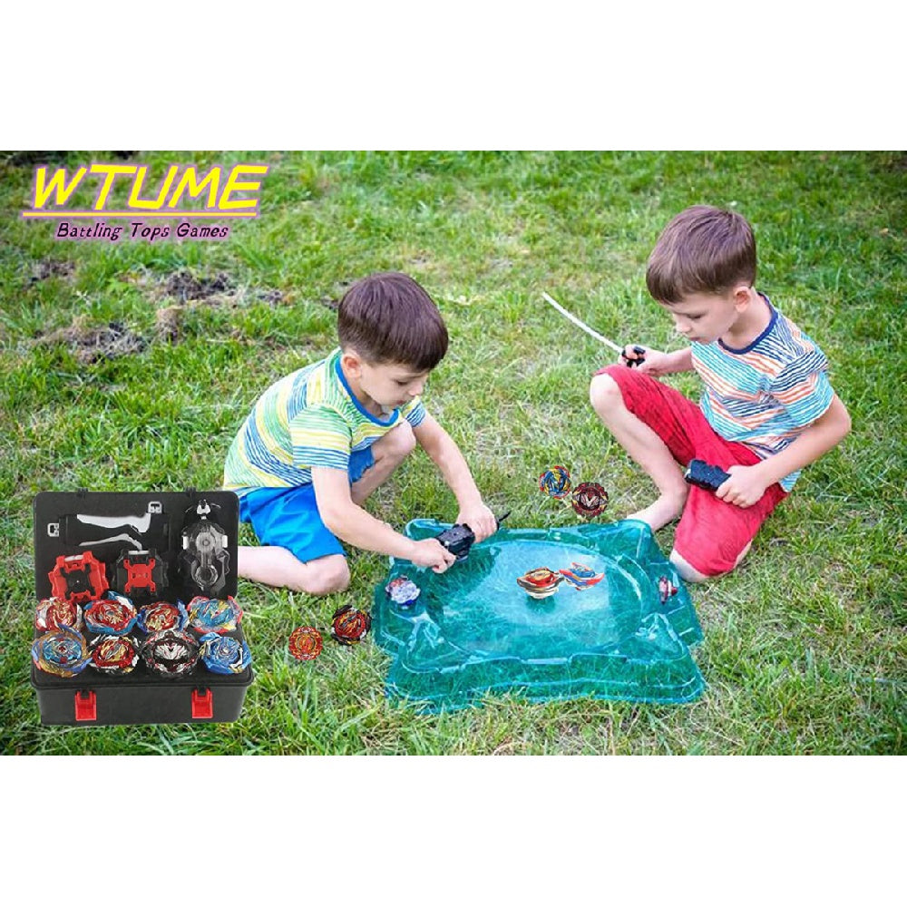 10 Pieces Bey Beyblade Top, 3 Two-Way Transmitters, Zest Achilles Montevarchi Li with Portable Box Blade Kids Gift