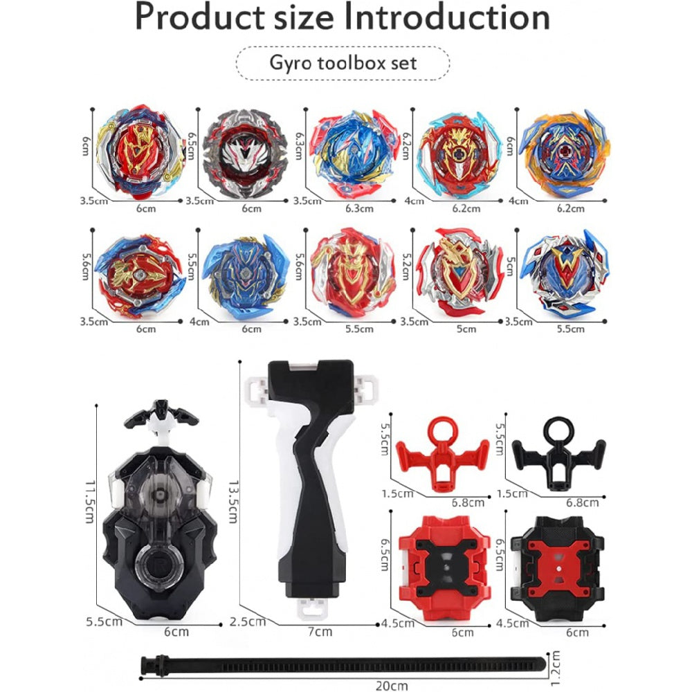 10 Pieces Bey Beyblade Top, 3 Two-Way Transmitters, Zest Achilles Montevarchi Li with Portable Box Blade Kids Gift