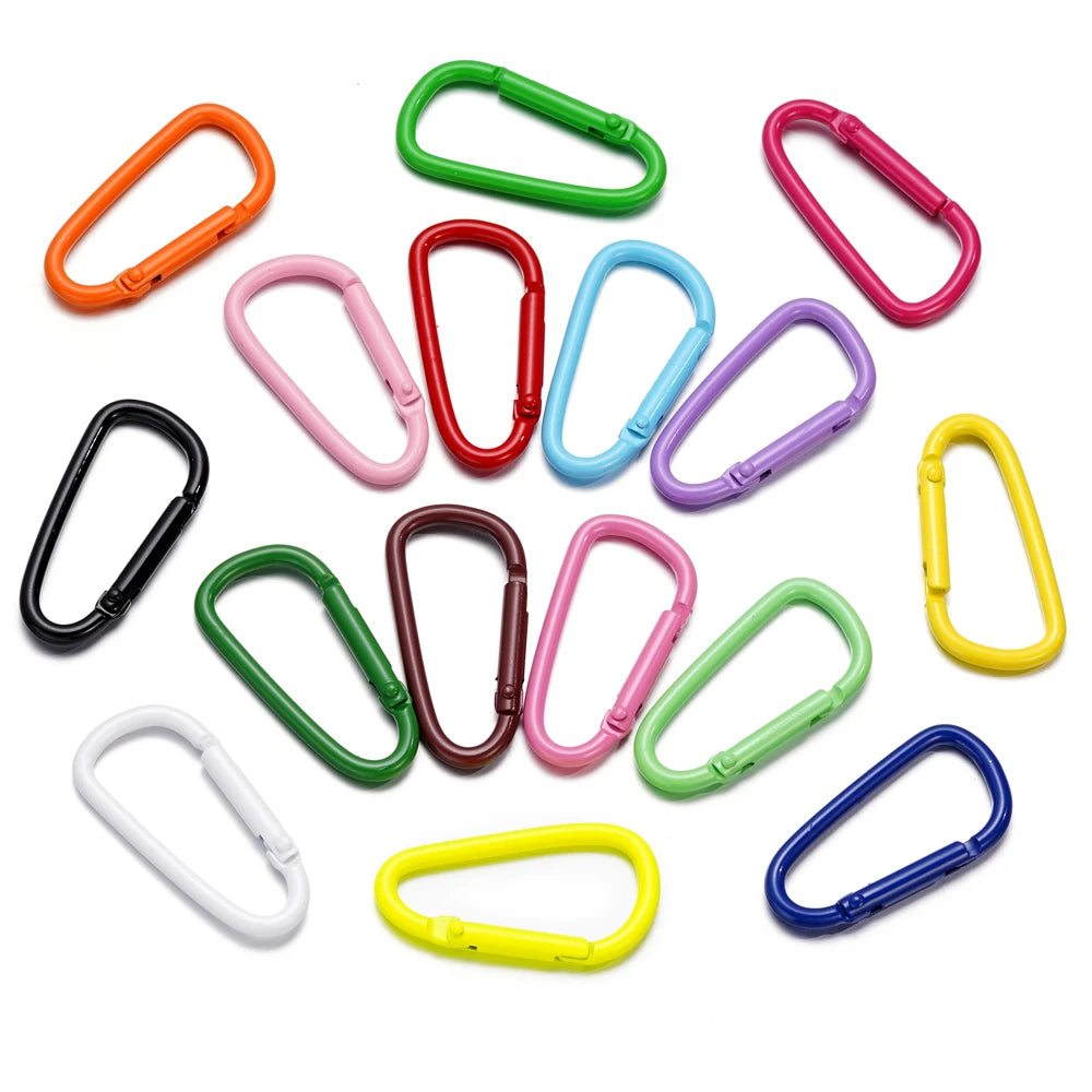 5pcs/Lot 46x23mm D Carabiner Hook Colorful Alloy Keychain Snap Clip Hooks For Making Jewelry Key Ring Connector DIY Findings