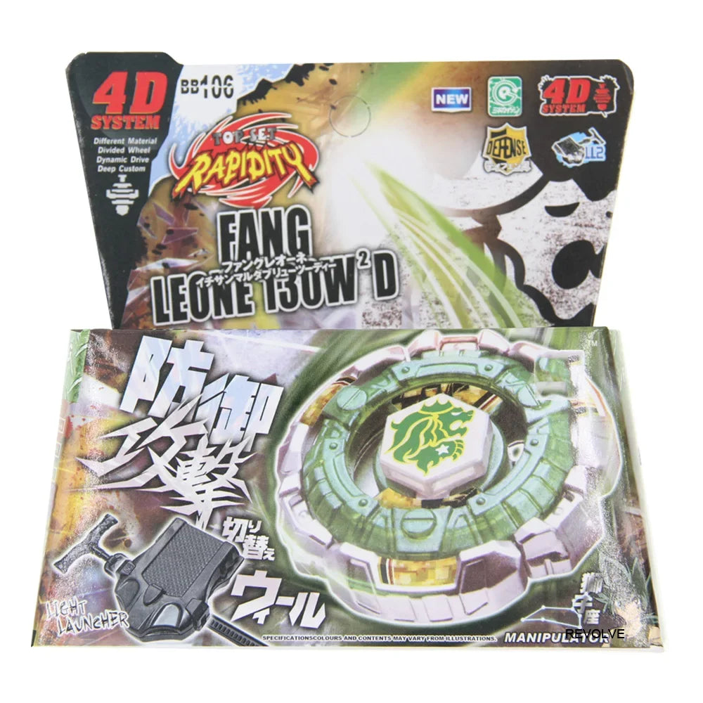B-X TOUPIE BURST BEYBLADE Toys Spinning Top METAL FUSION BB106 4D FANG LEONE 130W2D LAUNCHER PACK for Kid Toys