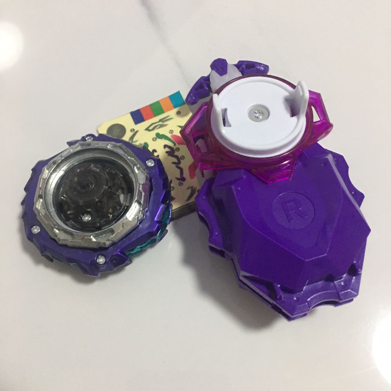B-186 Roar Bahamut with B-184 Purple Custom LR Launcher Spinning Tops Toys Set for Children