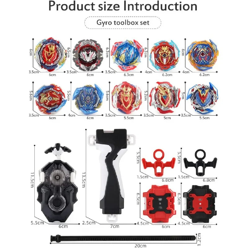 10 Pieces Bey Beyblade Top, 3 Two-Way Transmitters, Zest Achilles Montevarchi Li with Portable Box Blade Kids Gift