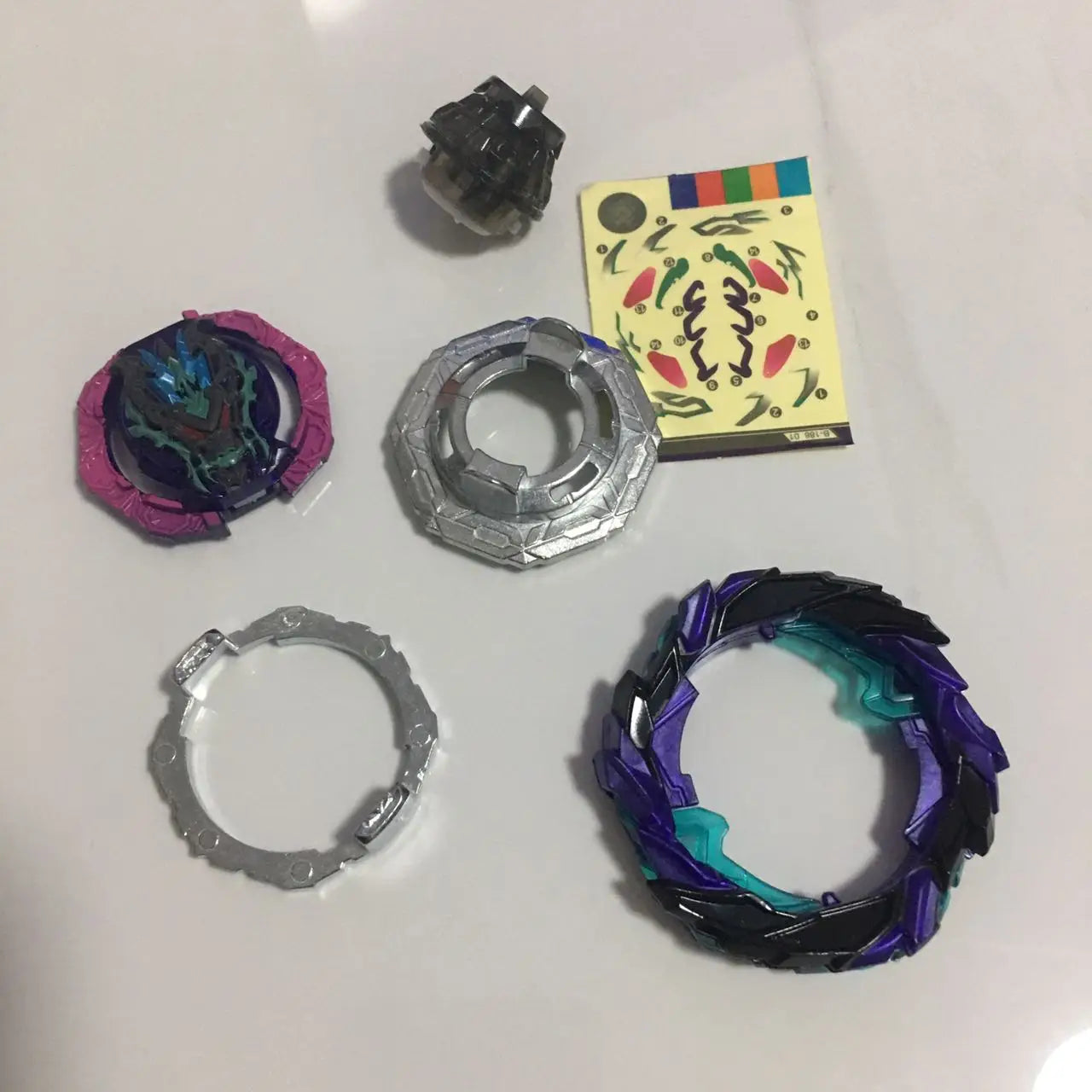 B-186 Roar Bahamut with B-184 Purple Custom LR Launcher Spinning Tops Toys Set for Children