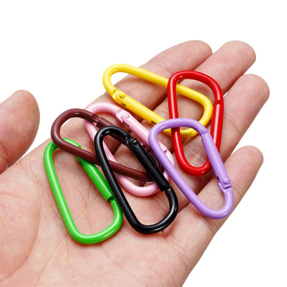 5pcs/Lot 46x23mm D Carabiner Hook Colorful Alloy Keychain Snap Clip Hooks For Making Jewelry Key Ring Connector DIY Findings